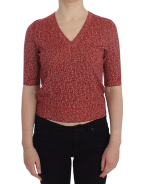 Dolce & Gabbana Kurzarm-Pullover aus roter Wolle und Tweed