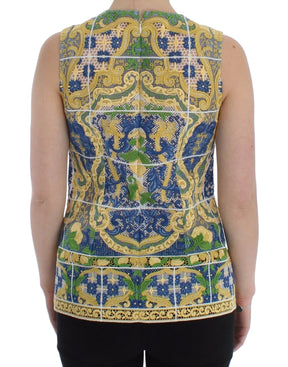 Dolce & Gabbana Multicolor Majolika bestickter Pullover