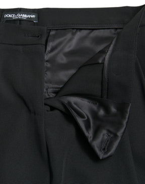 Dolce & Gabbana Schwarze Wollhose mit hoher Taille und konisch zulaufendem Schnitt