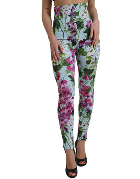 Dolce & Gabbana Multicolor Floral Leggings mit hoher Taille Hose