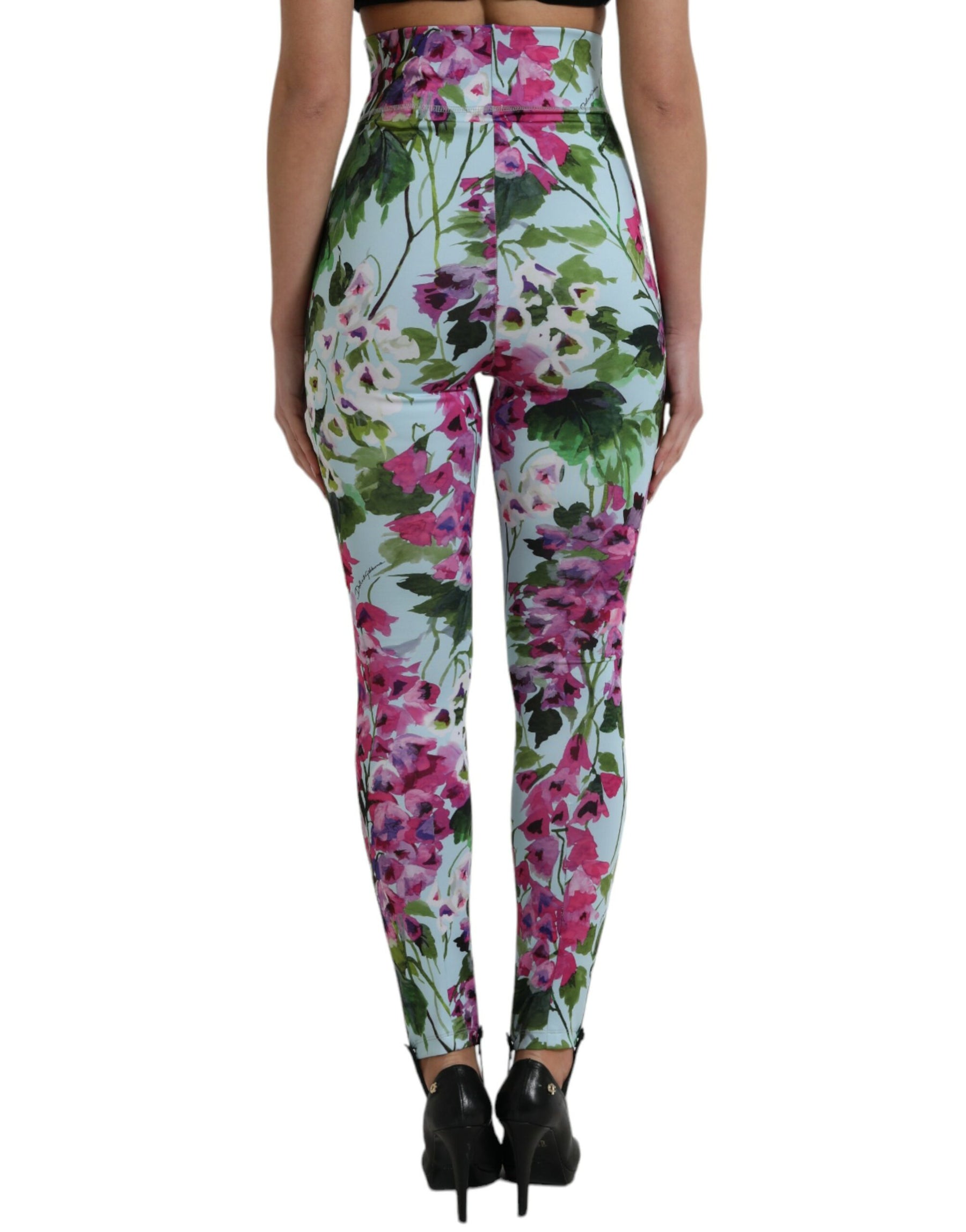 Dolce & Gabbana Multicolor Floral Leggings mit hoher Taille Hose