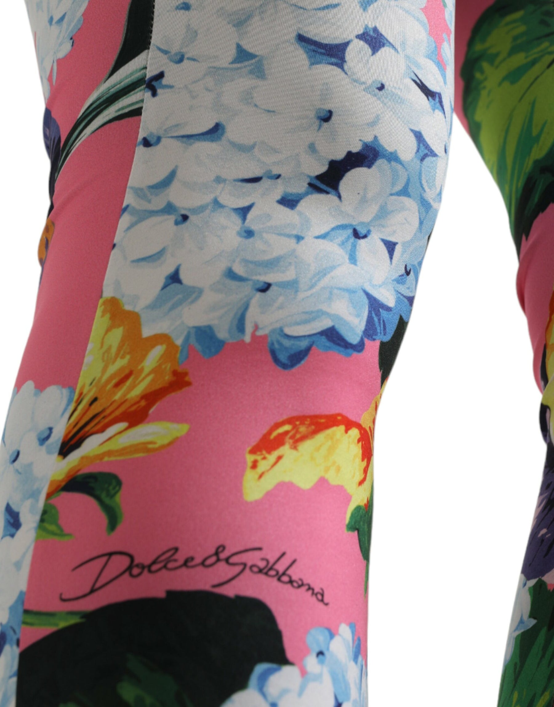 Dolce & Gabbana Multicolor Floral Leggings mit hoher Taille Hose
