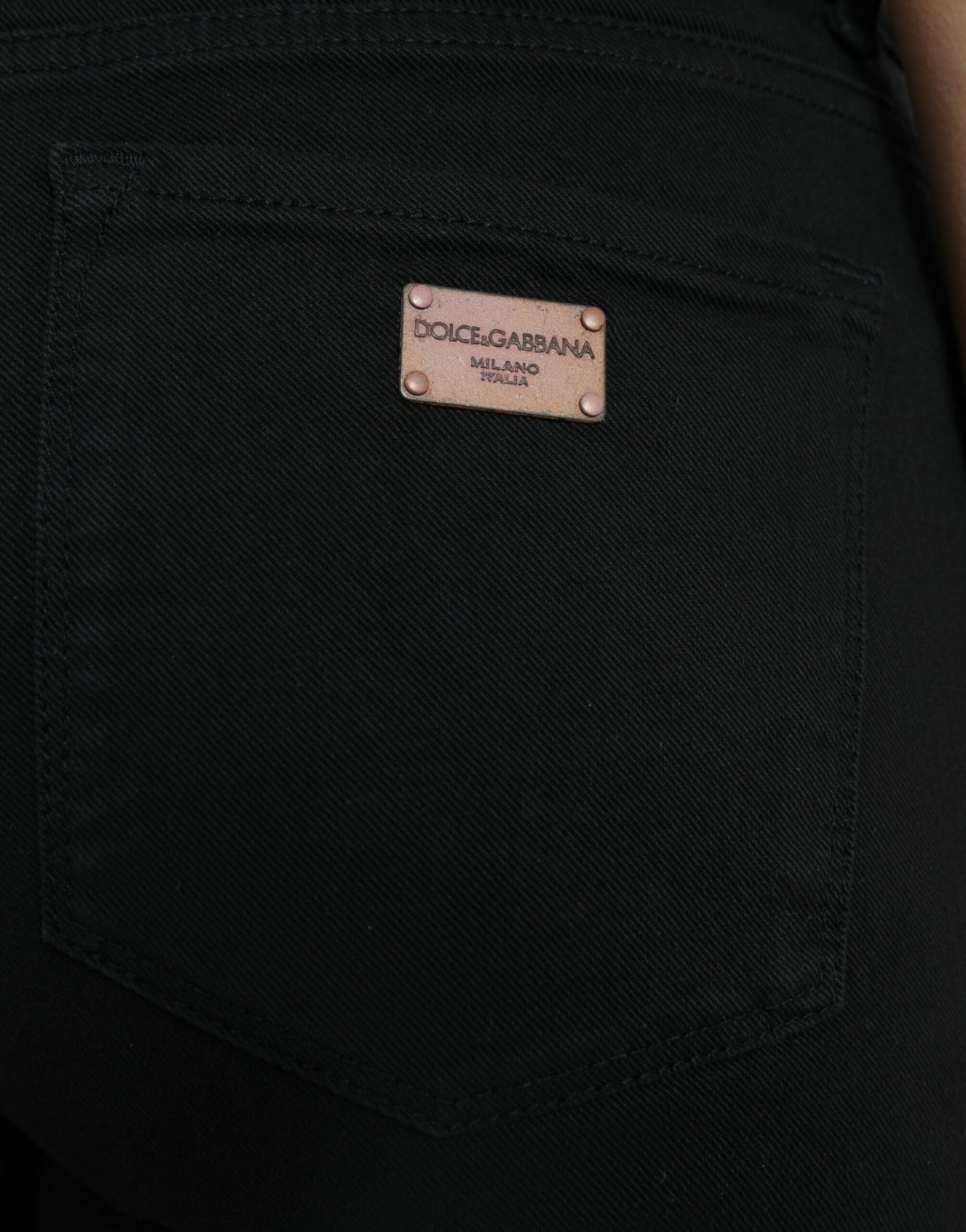 Dolce & Gabbana Schwarze Skinny Denim-Jeans aus Baumwolle mit mittlerer Taille