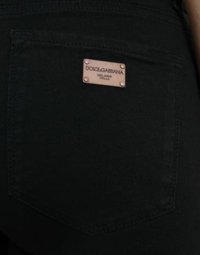Dolce & Gabbana Schwarze Skinny Denim-Jeans aus Baumwolle mit mittlerer Taille