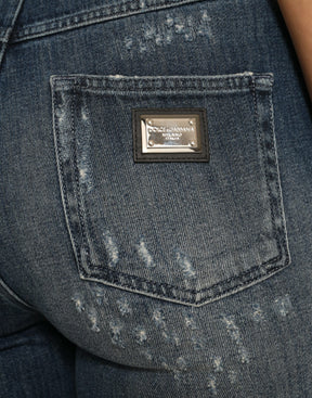Dolce & Gabbana Dunkelblaue Distressed GRACE Skinny Denim Jeans