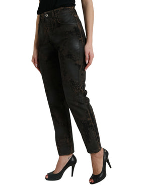 Dolce & Gabbana Braune BOYFRIEND Jeans aus Baumwoll-Denim mit mittlerer Taille