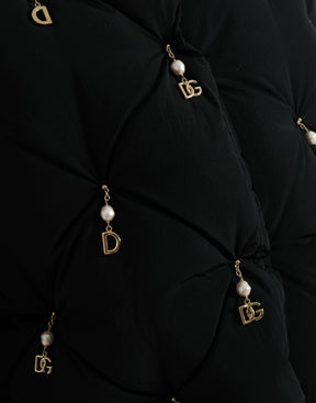 Dolce & Gabbana Schwarze Bomberjacke aus gestepptem Shell mit Verzierungen