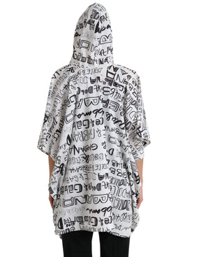 Dolce & Gabbana Weißes Blouson-T-Shirt mit Logodruck und Kapuze