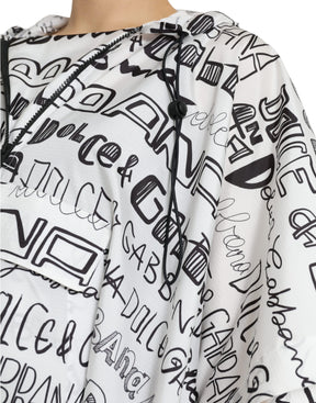 Dolce & Gabbana Weißes Blouson-T-Shirt mit Logodruck und Kapuze