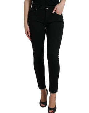 Dolce & Gabbana Schwarze Skinny Denim-Jeans aus Baumwolle mit mittlerer Taille