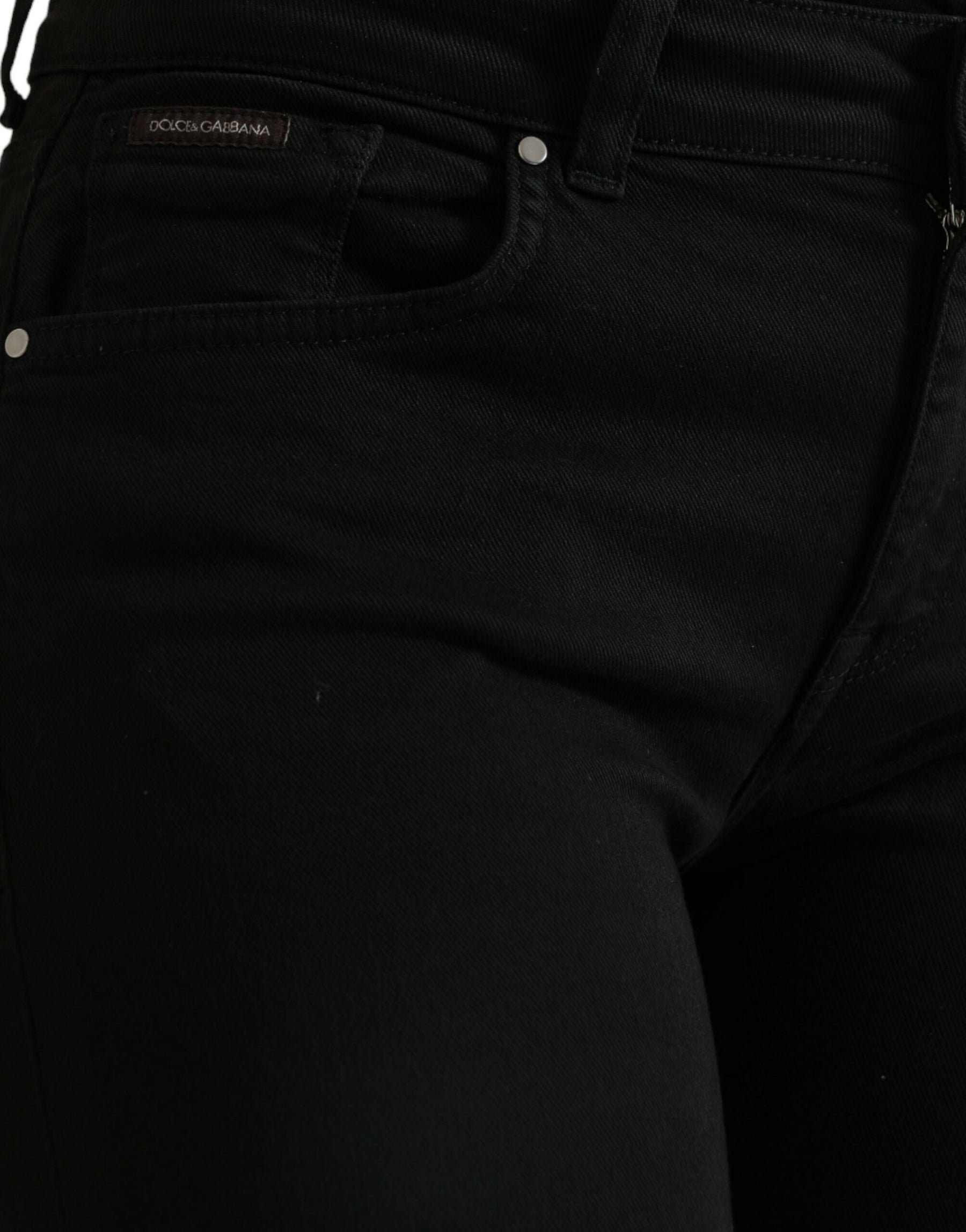 Dolce & Gabbana Schwarze Skinny Denim-Jeans aus Baumwolle mit mittlerer Taille