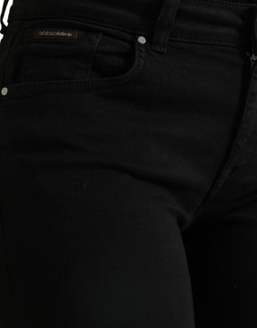 Dolce & Gabbana Schwarze Skinny Denim-Jeans aus Baumwolle mit mittlerer Taille
