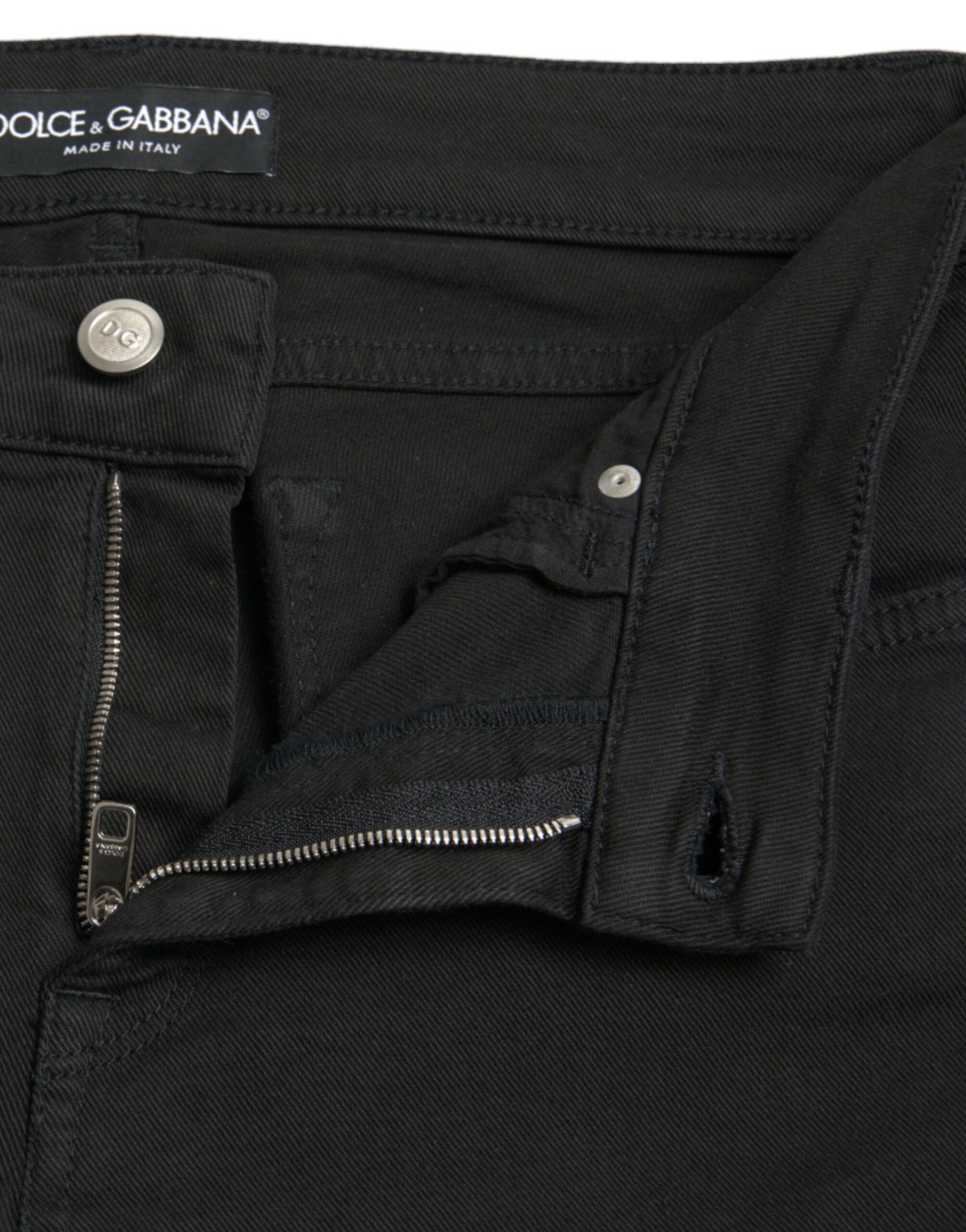 Dolce & Gabbana Schwarze Skinny Denim-Jeans aus Baumwolle mit mittlerer Taille
