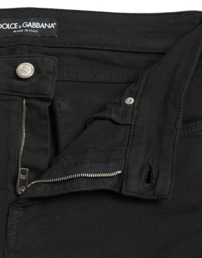 Dolce & Gabbana Schwarze Skinny Denim-Jeans aus Baumwolle mit mittlerer Taille