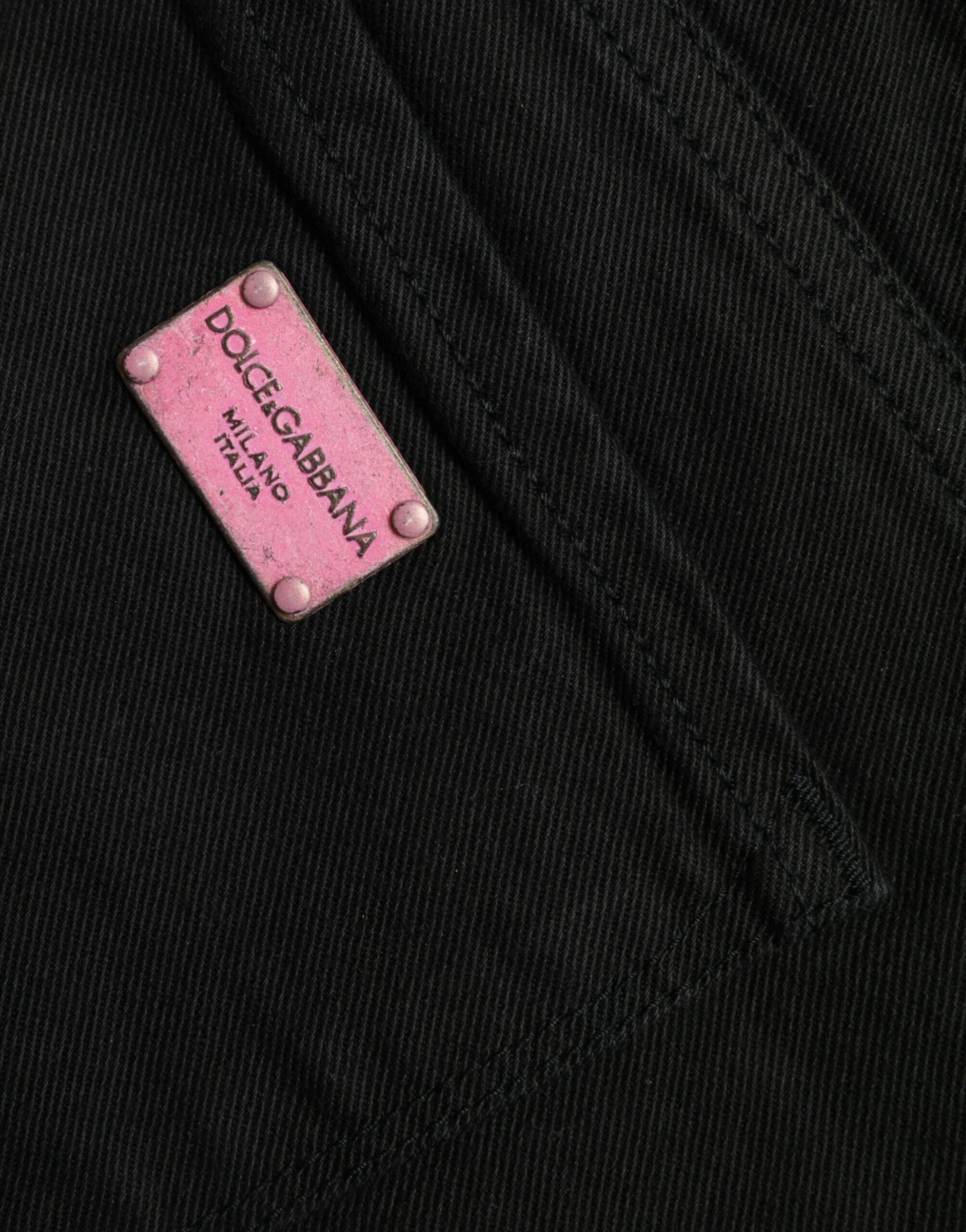 Dolce & Gabbana Schwarze Skinny Denim-Jeans aus Baumwolle mit mittlerer Taille