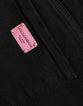 Dolce & Gabbana Schwarze Skinny Denim-Jeans aus Baumwolle mit mittlerer Taille
