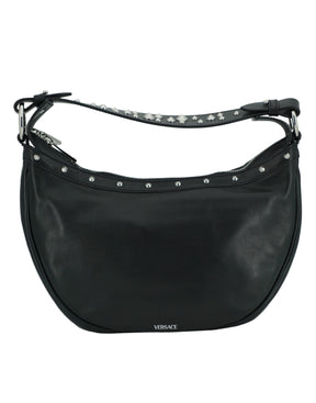 Versace Elegante schwarze Hobo-Umhängetasche aus Leder