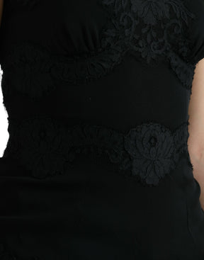 Dolce & Gabbana Schwarzes Seiden-Stretch-Spitzen-Tanktop ohne Ärmel