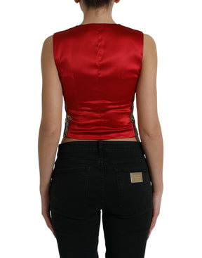 Dolce & Gabbana Multicolor Jacquard-Knopfweste Weste Top