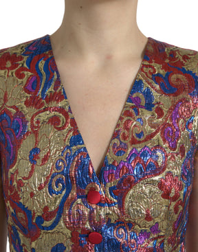 Dolce & Gabbana Multicolor Jacquard-Knopfweste Weste Top