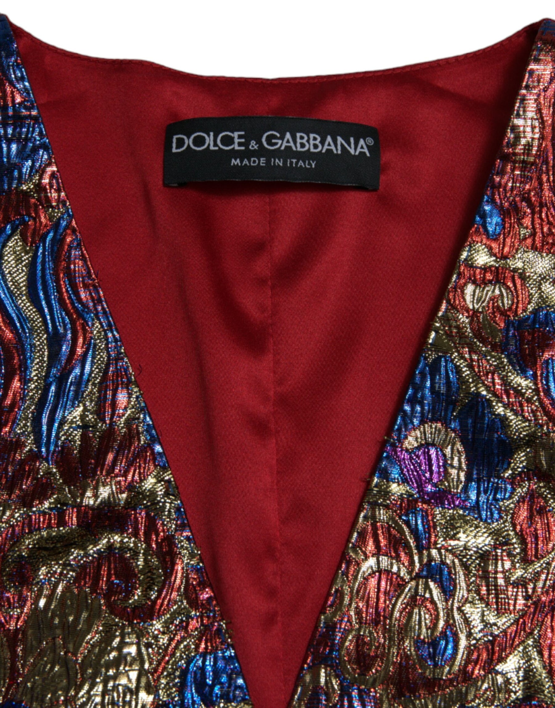 Dolce & Gabbana Multicolor Jacquard-Knopfweste Weste Top