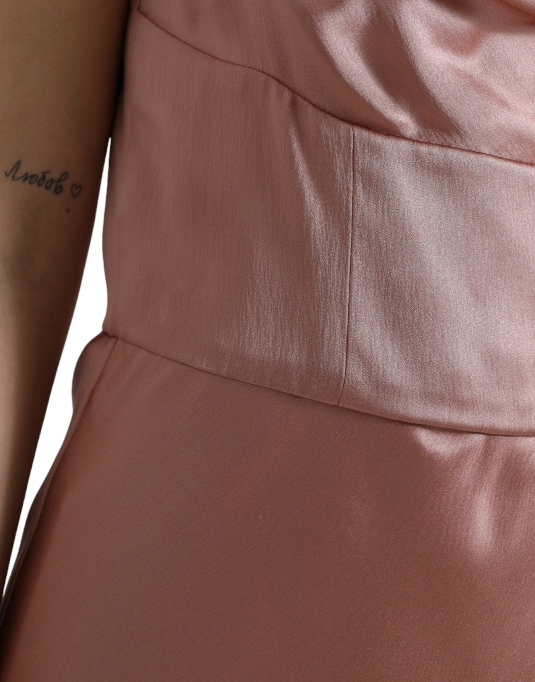 Dolce & Gabbana Rosa Seiden-Spaghetti-Träger Langes Kleid