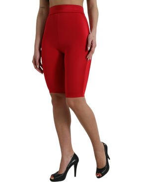 Dolce & Gabbana Rote Stretch-Leggings mit hoher Taille und verkürzter Hose