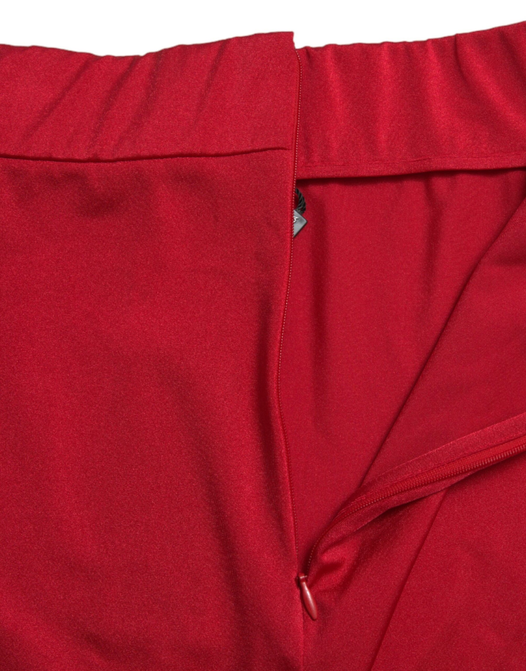 Dolce & Gabbana Rote Stretch-Leggings mit hoher Taille und verkürzter Hose