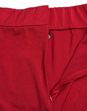Dolce & Gabbana Rote Stretch-Leggings mit hoher Taille und verkürzter Hose