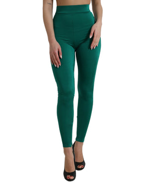 Dolce & Gabbana Grüne Nylon Stretch Slim Leggings Hose