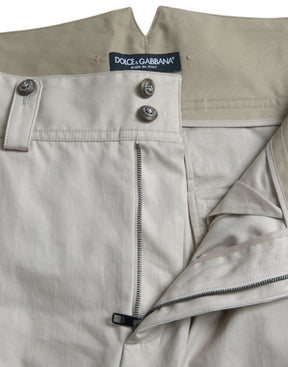 Dolce & Gabbana Beige Baumwollhose mit hoher Taille und konisch zulaufendem Schnitt
