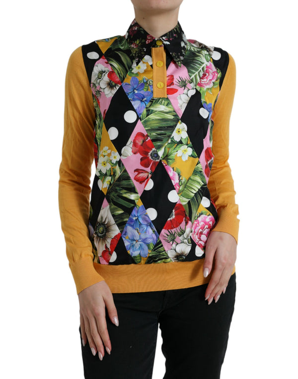 Dolce & Gabbana Mehrfarbiger Patchwork-Henley-Pullover aus Kaschmir