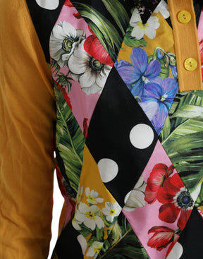 Dolce & Gabbana Mehrfarbiger Patchwork-Henley-Pullover aus Kaschmir