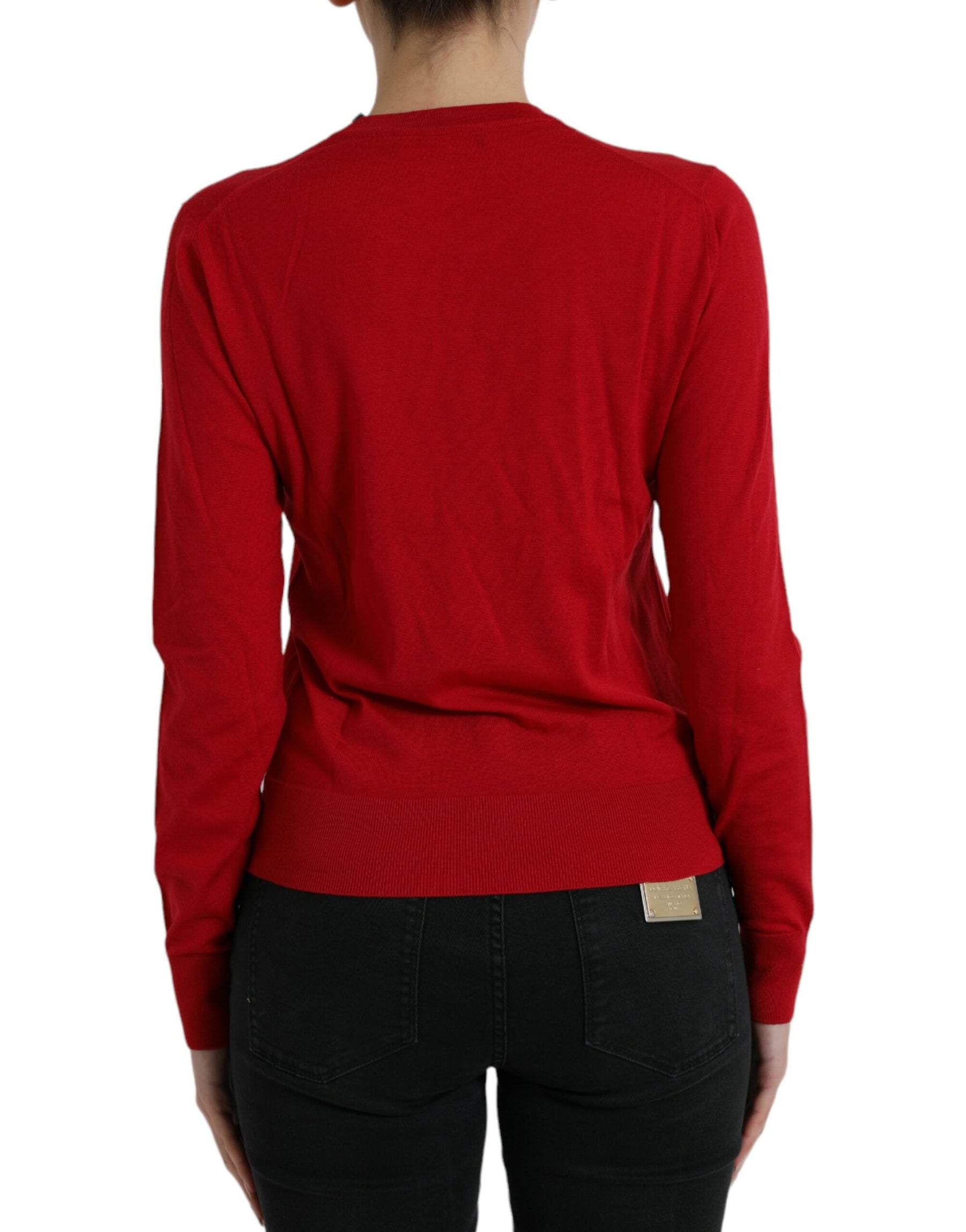 Dolce & Gabbana Pullover mit Rundhalsausschnitt aus roter Wolle