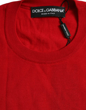 Dolce & Gabbana Pullover mit Rundhalsausschnitt aus roter Wolle