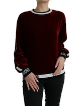 Dolce & Gabbana Bordeauxfarbener Samt-Rundhals-Pullover