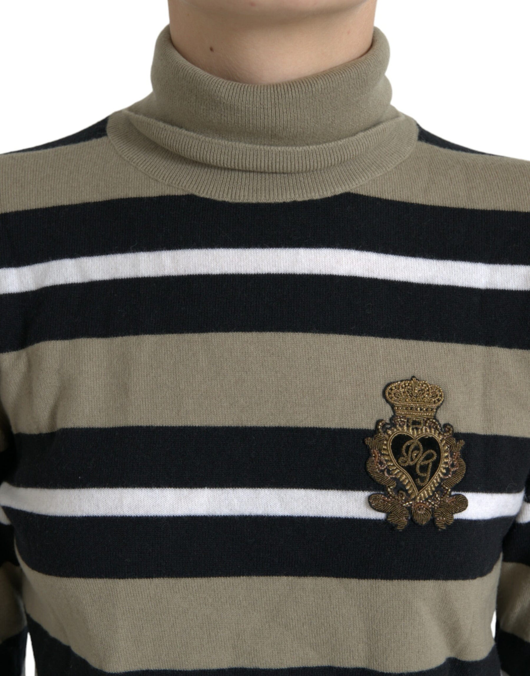 Dolce & Gabbana Mehrfarbig gestreifter Pullover aus Wolle mit Logo