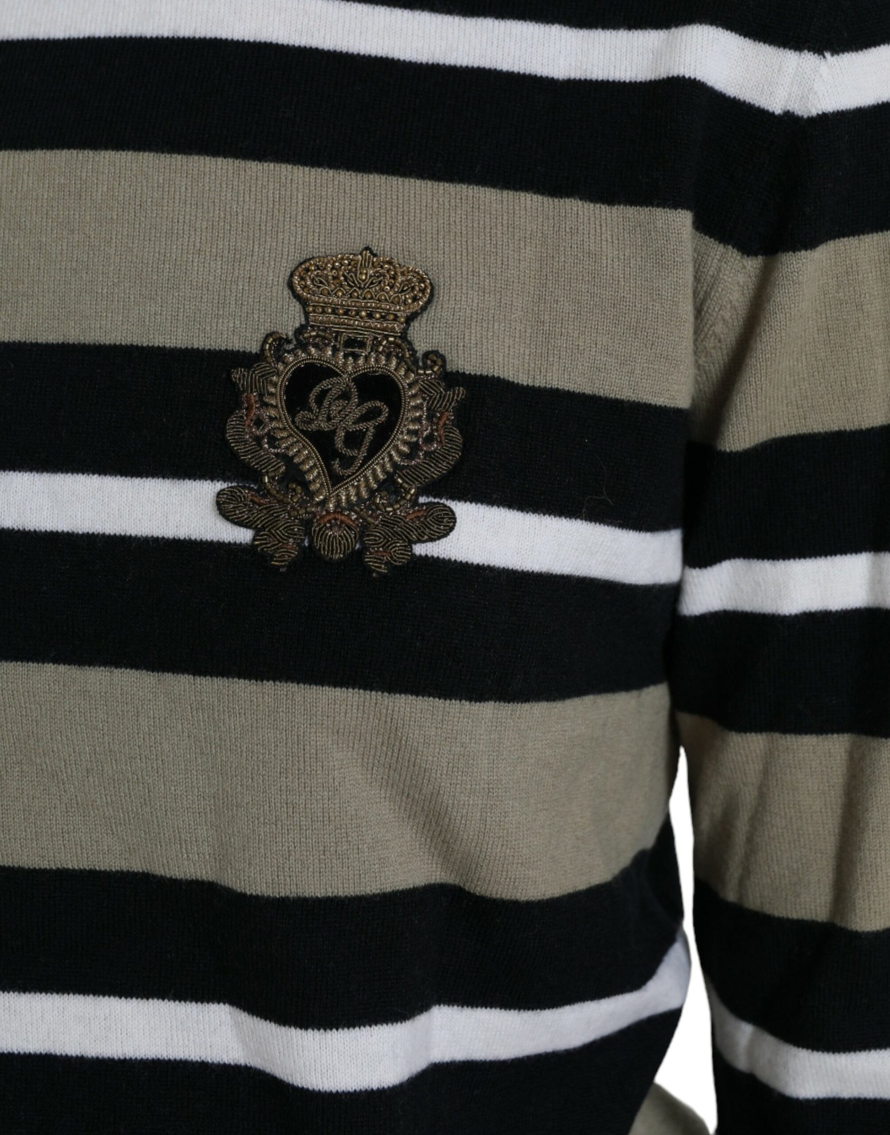 Dolce & Gabbana Mehrfarbig gestreifter Pullover aus Wolle mit Logo