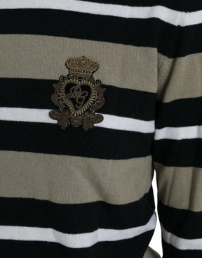 Dolce & Gabbana Mehrfarbig gestreifter Pullover aus Wolle mit Logo
