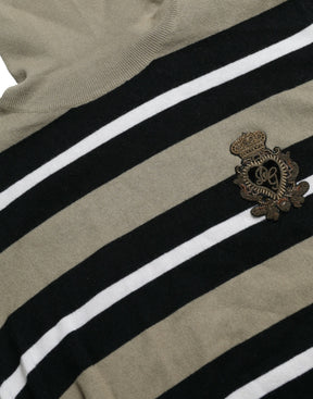 Dolce & Gabbana Mehrfarbig gestreifter Pullover aus Wolle mit Logo