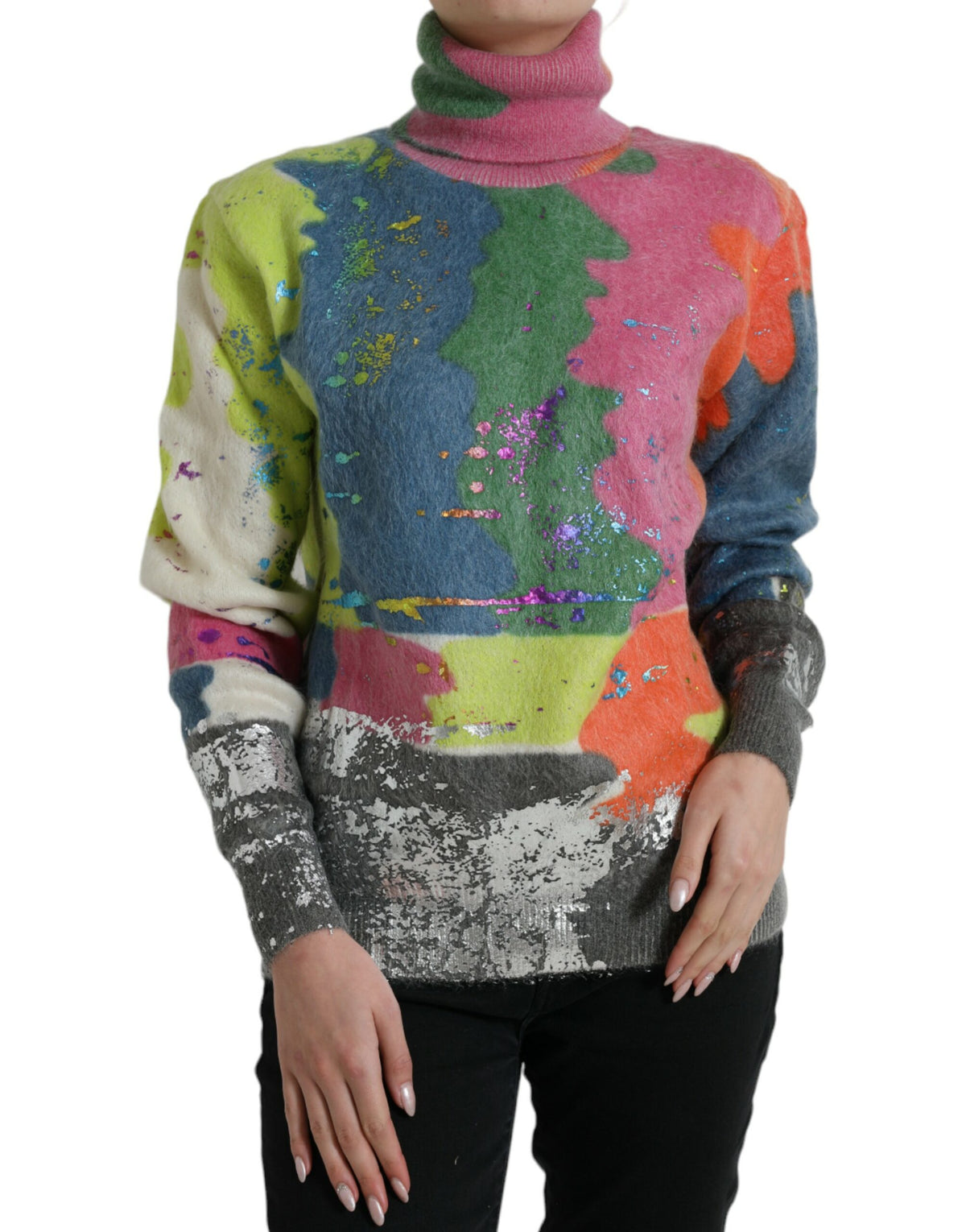 Dolce & Gabbana Multicolor Mohair Rollkragenpullover Pullover