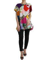 Dolce & Gabbana Multicolor Patchwork-Baumwoll-Seidenbluse Top