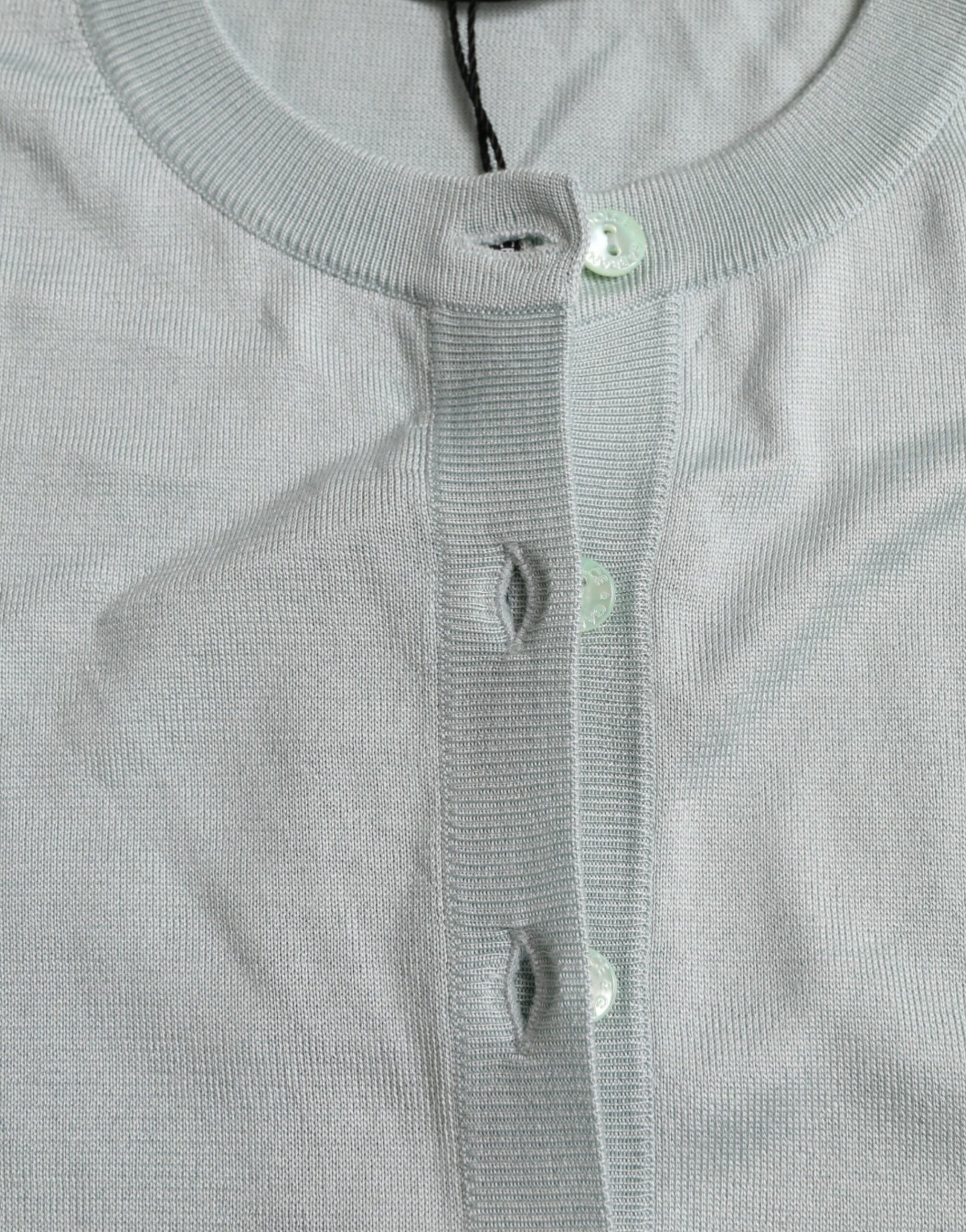 Dolce & Gabbana Hellblauer Strickpullover mit Rundhalsausschnitt aus Seide