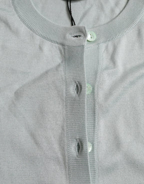 Dolce & Gabbana Hellblauer Strickpullover mit Rundhalsausschnitt aus Seide