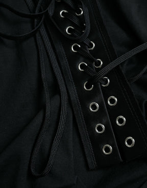 Dolce & Gabbana Schwarzes Baumwoll-Spitzen-Logo-Rundhals-Top