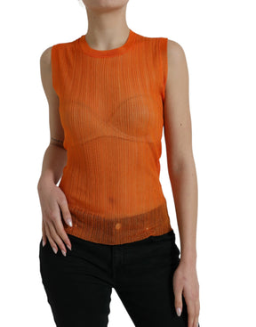 Dolce & Gabbana Orange See Through Rundhalsausschnitt Bluse Tank Top