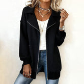 Herbst-Highlight: Klassischer Schwarzer Rippen-Cardigan mit Frontreißverschluss