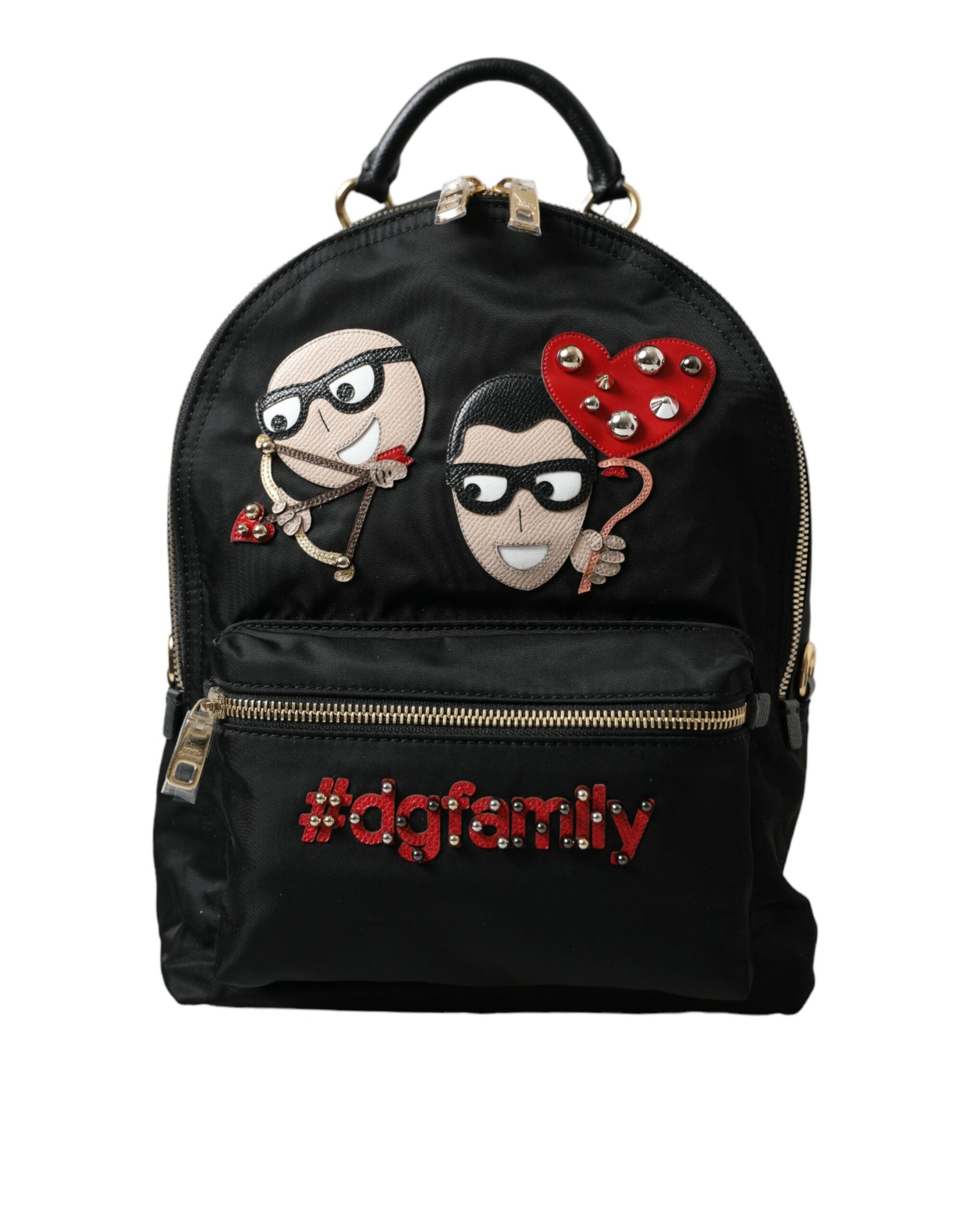 Dolce & Gabbana Schwarzer #DGFAMILY Verschönerter Rucksack VULCANO Tasche