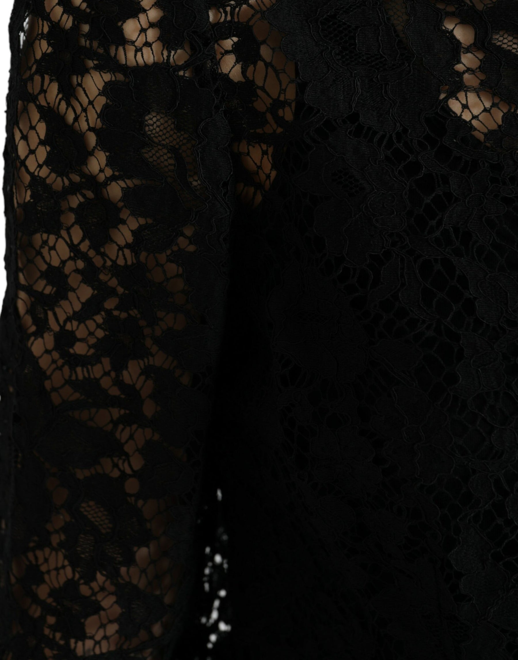 Dolce & Gabbana Schwarzes Blusentop mit floraler Spitze und langen Ärmeln