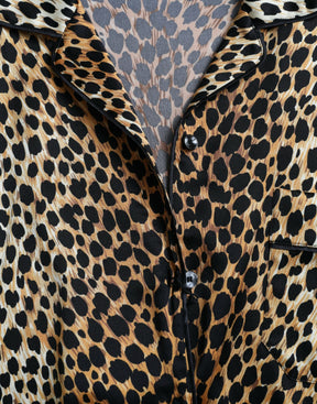 Dolce & Gabbana Braunes Leopardendruck Blusenoberteil mit langen Ärmeln